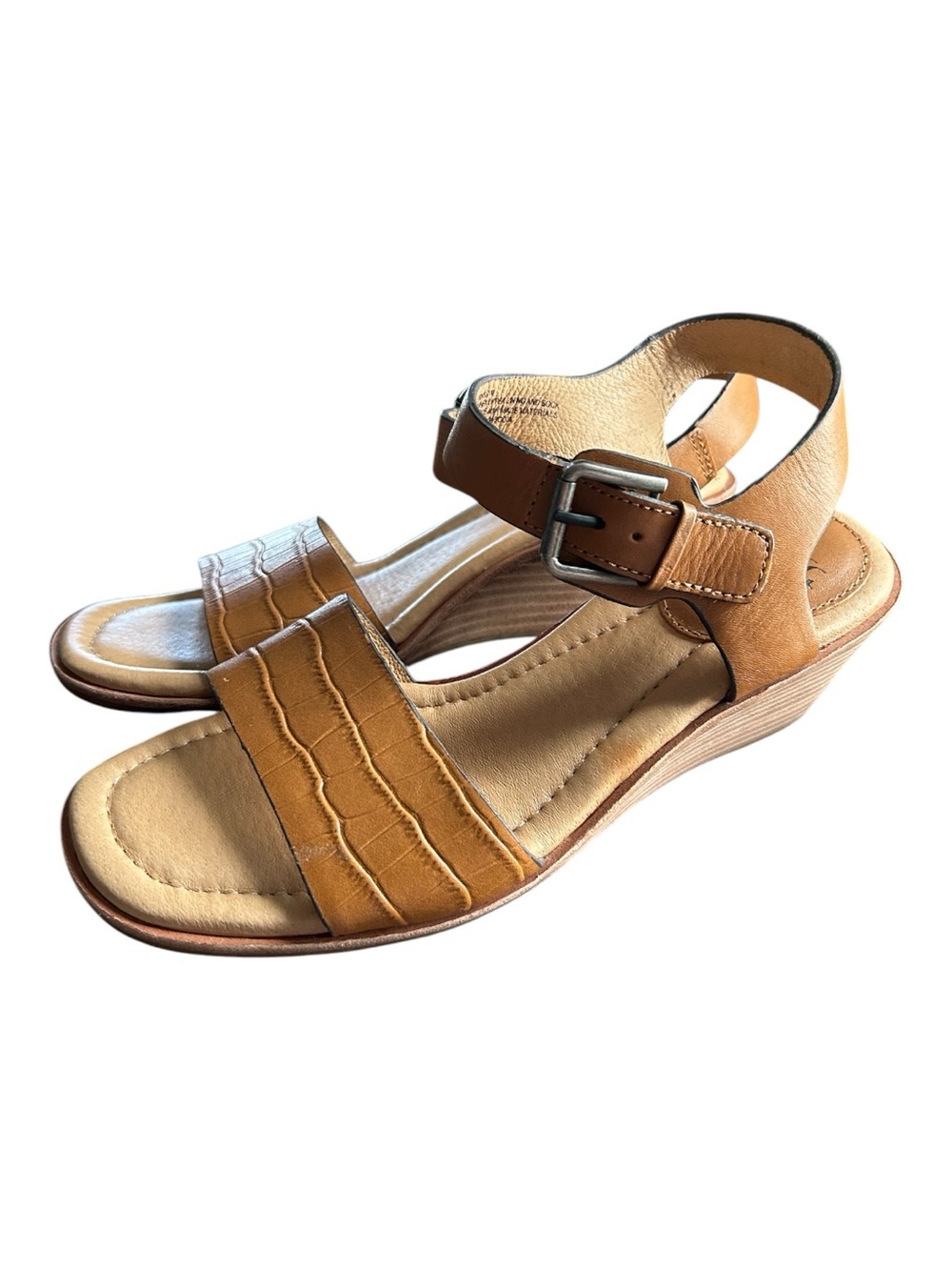 Söfft Garin Women's Tan Leather Ankle-Strap wedge Sandals sz 7